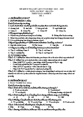 Đề kiểm tra giữa kì 1 Lịch sử và Địa lí Lớp 6 (Sách Chân trời sáng tạo) - Đề 1 - Năm học 2022-2023 (Có hướng dẫn chấm)
